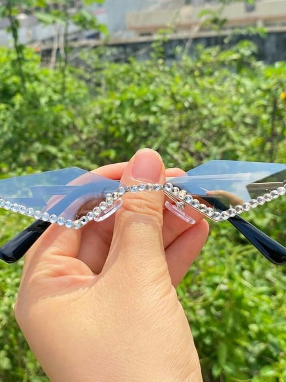 Rimless Rhinestone Sunglasses - Picture 2 of 5